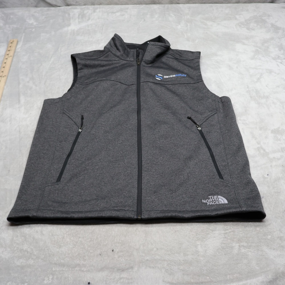 North Face Vest Mens Large Grey Ridgewall Softshell Wind Rain Full Zip Outdoor